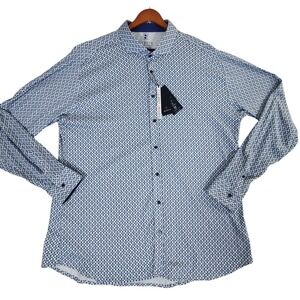 Desoto New Hai Jersey Shirt Men's 3XL Blue Geometric Long Sleeve Flex